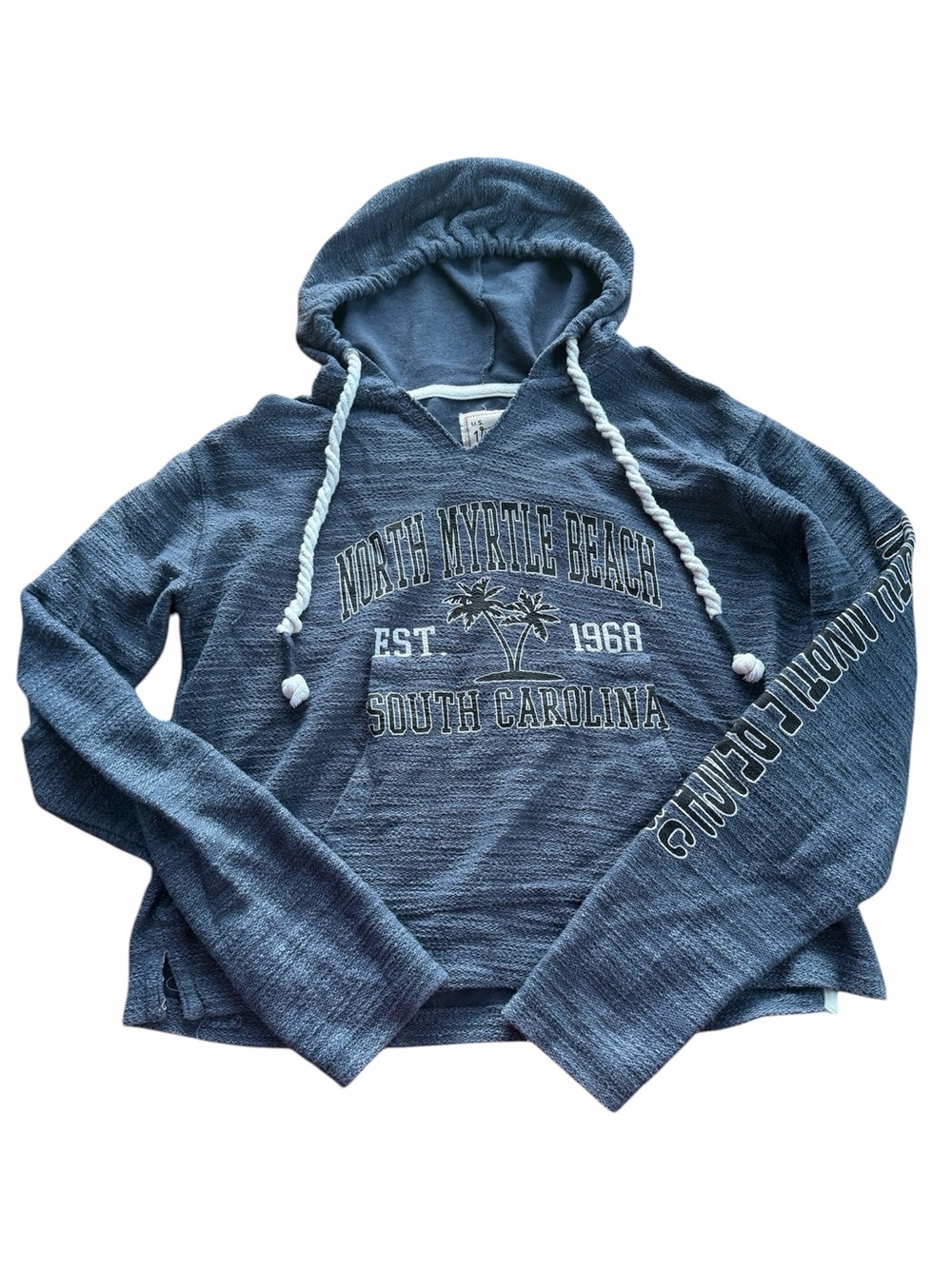 U.S. Vintage Collection North Myrtle Beach SC Blue Hooded Sweatshirt Crop XL